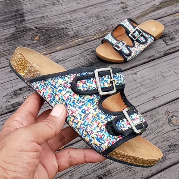 Bernie Mev Woven Double Strap Velcro Cork Sandal - Picture 12 of 16